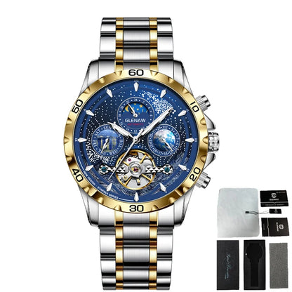 GLENAW Design Herrenuhr Top-Marke Luxusmode Business Automatikuhr für Herren Wasserdichte mechanische Uhr Montre Homme