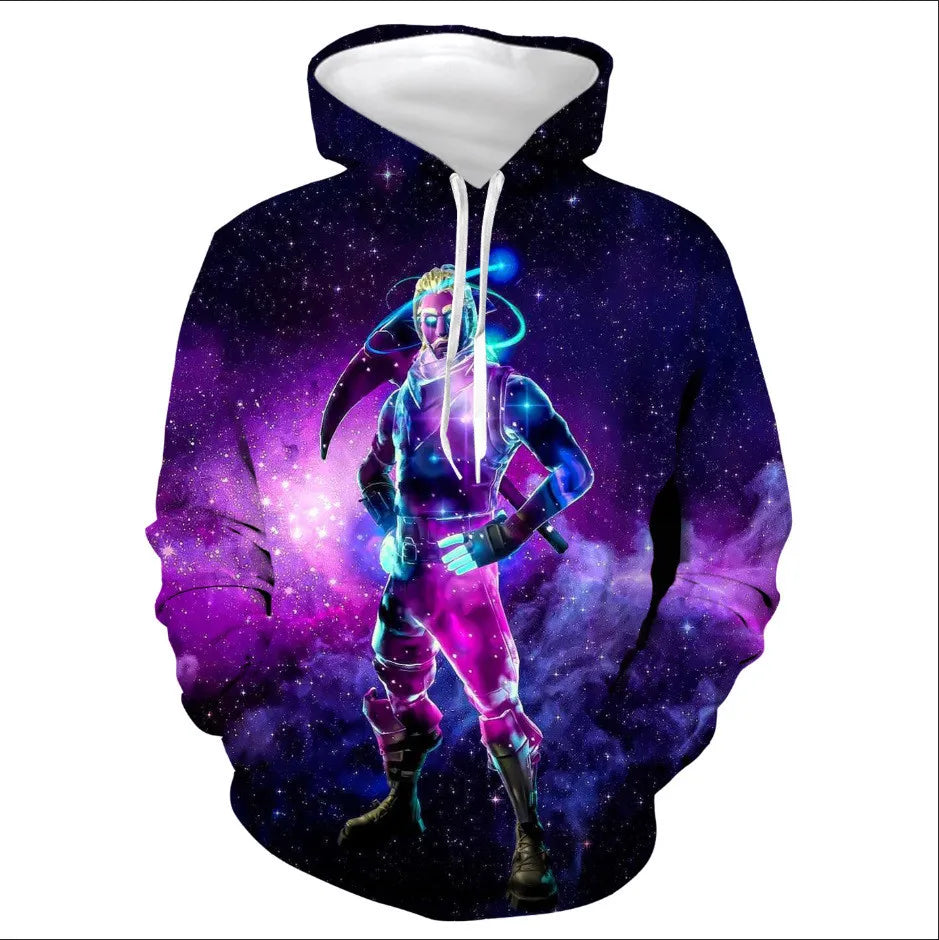 Fortnite 2024 Kinder-Sweatshirt mit digitalem 3D-Druck, Hoodie als Pullover-Jacke für Herren und Damen, langärmelig, Kindergeschenk