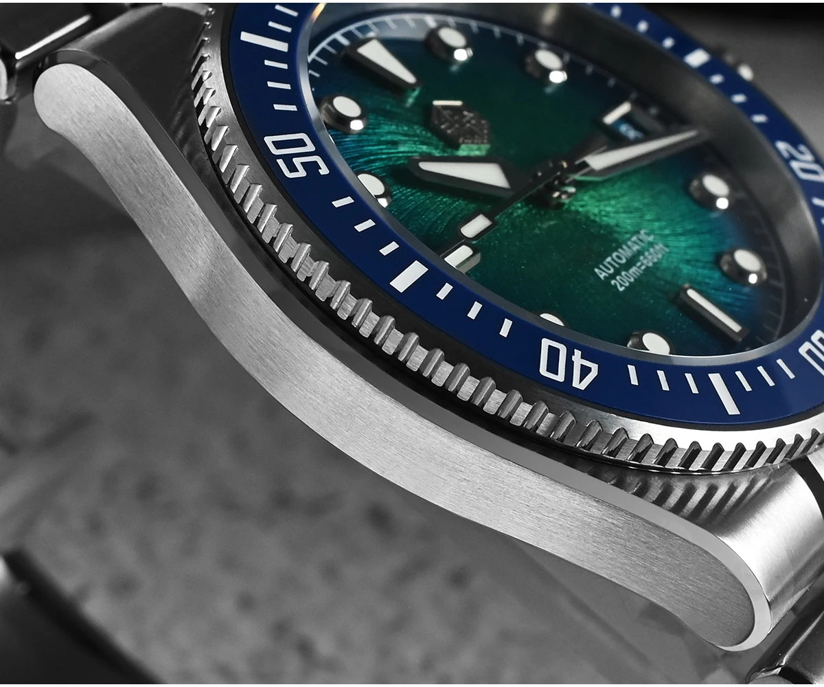 San Martin 40mm Luxus-Taucheruhr für Herren, Miyota 9015, Sunburst-Emaille-Zifferblatt, automatische mechanische Armbanduhr, wasserdicht bis 200m, SN0148