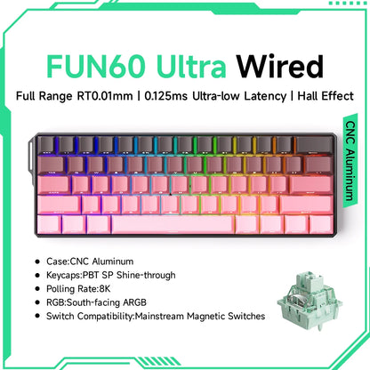 Teclado Mecânico Akko MonsGeek FUN60 com Switch Magnético, 60%, Teclado Gaming, Rapid Trigger 0.01mm, 8K, ARGB, HE/TMR, Teclado Personalizado