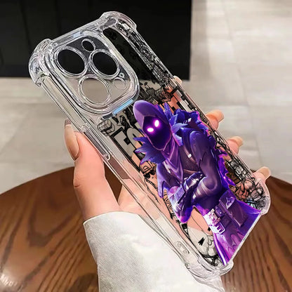 Capa de Telemóvel Fortnite para iPhone 17 16e 16 15 14 13 12 11 Mini Air Pro Max X XR XSMax 7 8 Plus, Transparente e Antiqueda