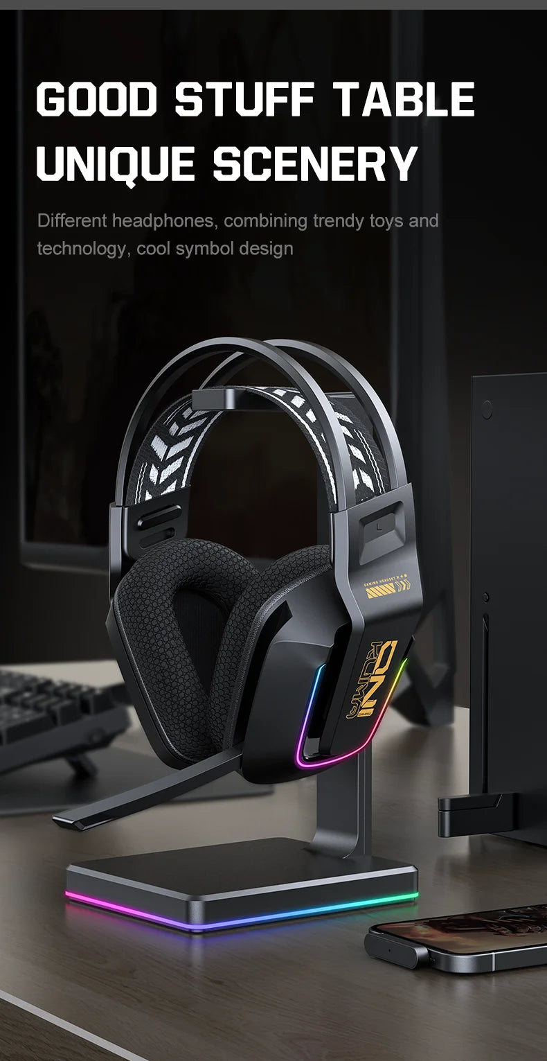 Cuffie da gaming wireless ONIKUMA GT828 Bluetooth 5.3 RGB con microfono, cancellazione del rumore e connessione a 4 modalità per PC, PS5 e laptop