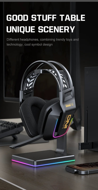 Cuffie da gaming wireless ONIKUMA GT828 Bluetooth 5.3 RGB con microfono, cancellazione del rumore e connessione a 4 modalità per PC, PS5 e laptop