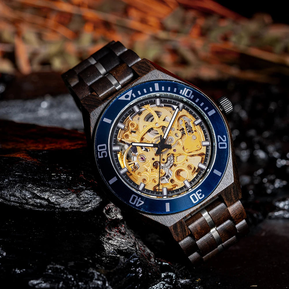 BOBO BIRD Wood Mechanical Watch Men Relogio Masculino Big Mens Watches Top Brand Luxury Timepieces erkek kol saati Dropshipping