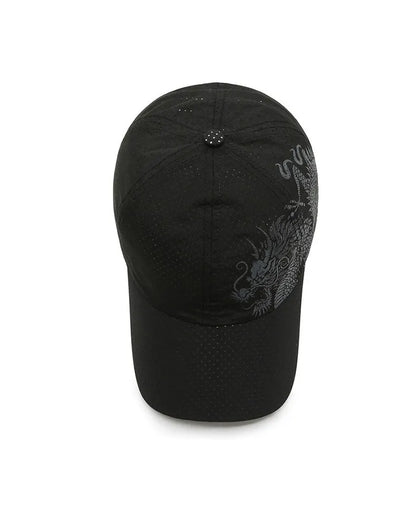 Hat, Chinese Style Printing Dragon Baseball Cap, Polyester Outdoor Quick Drying Hat, Sun Protection Hat, Cap, Cap, Both Men And