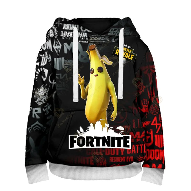 Sweatshirt com Capuz para Fãs de Fortnite, Impressão 3D Battle Royale, Cosplay Victory, para Homem, Mulher e Criança, Streetwear com Capuz