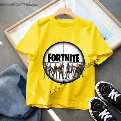 Summer Game Fortnited T-shirt Bottle Royale Birthday Tops Party Wear Boys Tee Fortnight Short Sleeve Cotton Kids Clothes