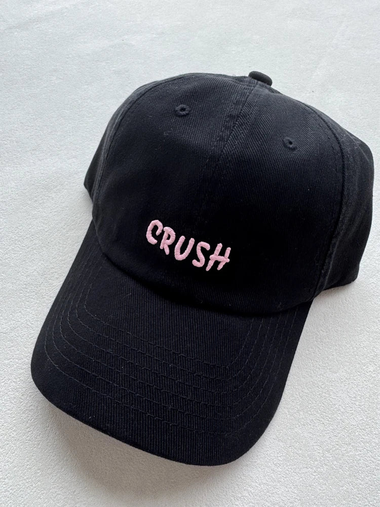 Șepci de baseball unisex brodate „crush”, negre, cu inițiale brodate, model „Dad Hat”, 100% bumbac, pentru toate anotimpurile