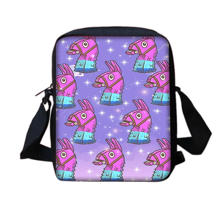 Mala de ombro tipo messenger infantil com estampado FortniteS, clássico dos jogos populares, para rapazes e raparigas, mala casual, bolsa para telemóvel e saco de compras para homem e mulher