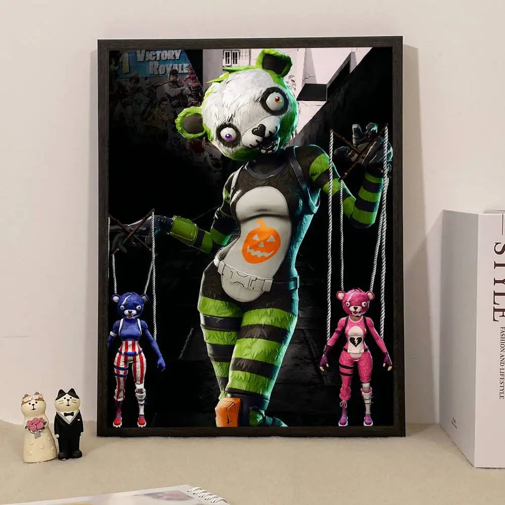 Poster de Jogo F-Fortnite Surpresa — Decoração de Casa, Quadro de Parede para Escritório e Sala de Estar