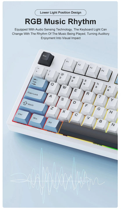 Novo teclado gaming AJAZZ AK35I V3 MAX tri-mode com fios, Bluetooth e sem fios, Gasket, hot swap completo, 104 teclas, teclado personalizado