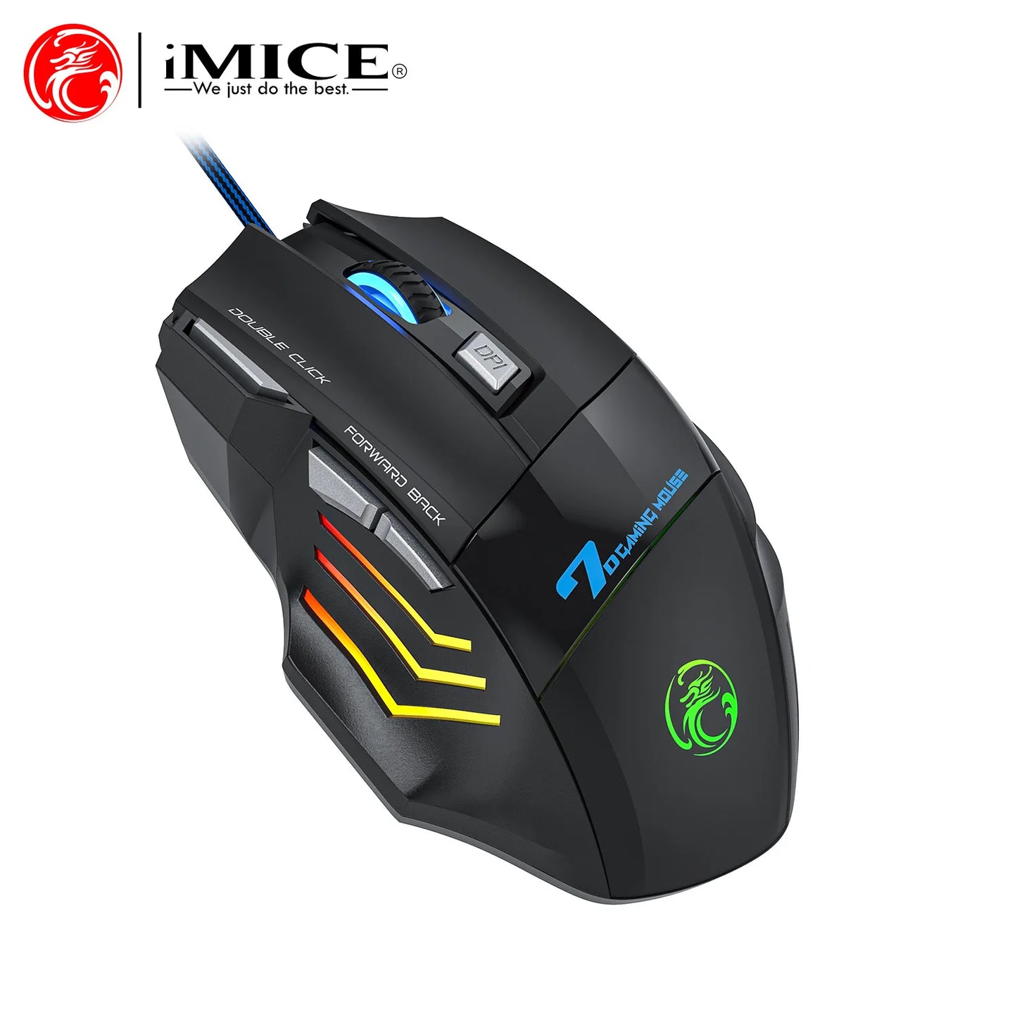 4 Keys USB Wired Gaming Mouse Generation Ergonomic Gaming Mouse 2400DPI Mouse RGB Backlit High-Precision Optical Sensor Mouse