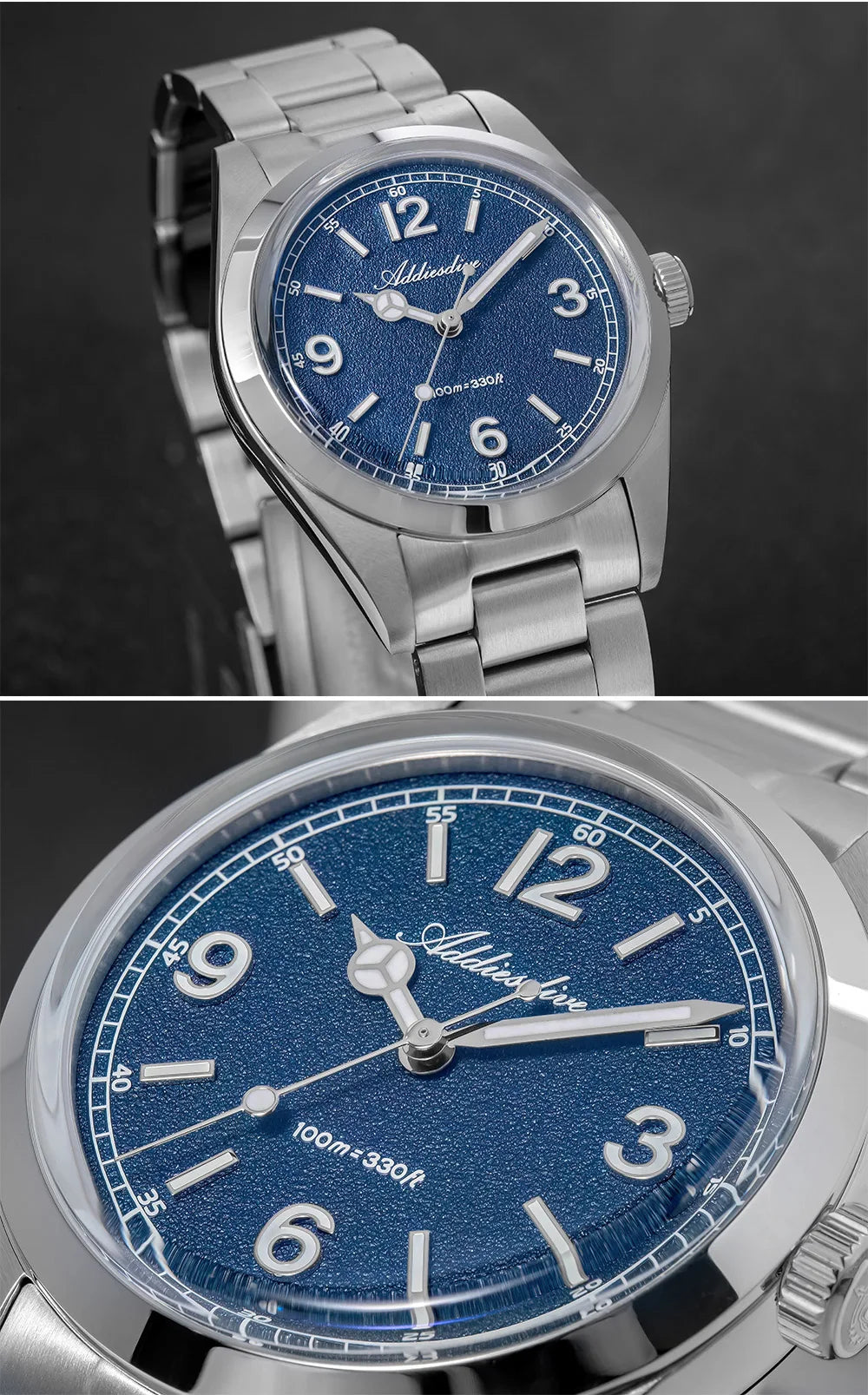 Reloj para hombre ADDIESDIVE AD2518 de 36mm en oferta destacada, cristal de espejo abombado, acero inoxidable 316L, cuarzo, resistente al agua 100m