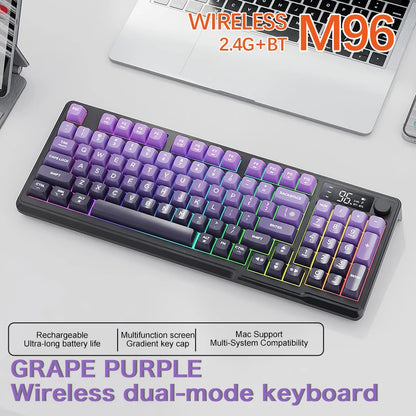 M96 Bluetooth Keyboard Wireless FREEWOLF Screen Gaming Keyboard, Electronic Screen, Multi-Device Connection, Ergonomics Gaming