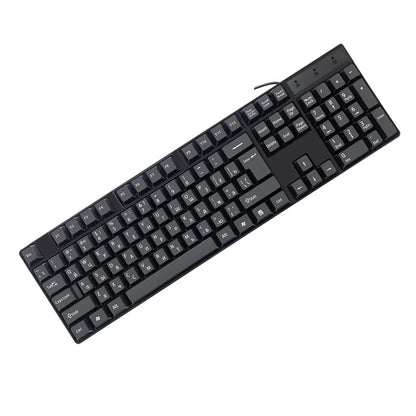 Teclado gaming com keycaps de letras em espanhol, francês, russo e árabe, USB com fios, 104 teclas, para computador
