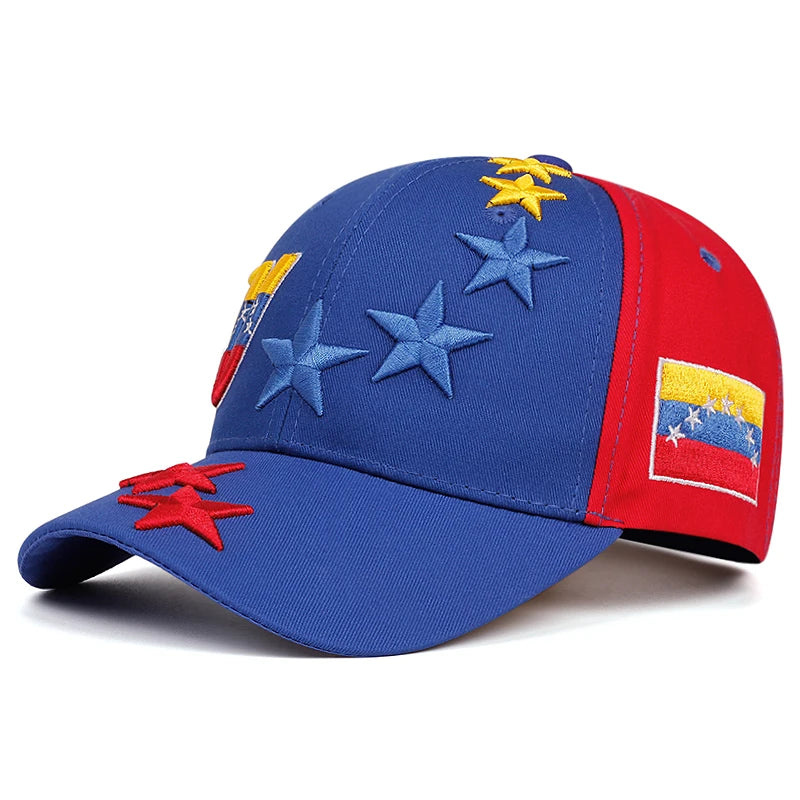 Șapcă de baseball cu broderie cu steagul Venezuelei, pălării de exterior cu 5 stele, șepci pentru femei și bărbați