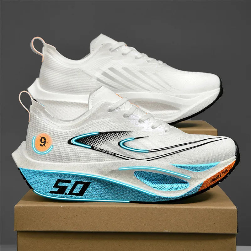 FourSeasons Men's Sports Sneakers Carbon Plate Running Shoe, Breathable Marathon Racing Comfortable Athletic Training Shoes Walking