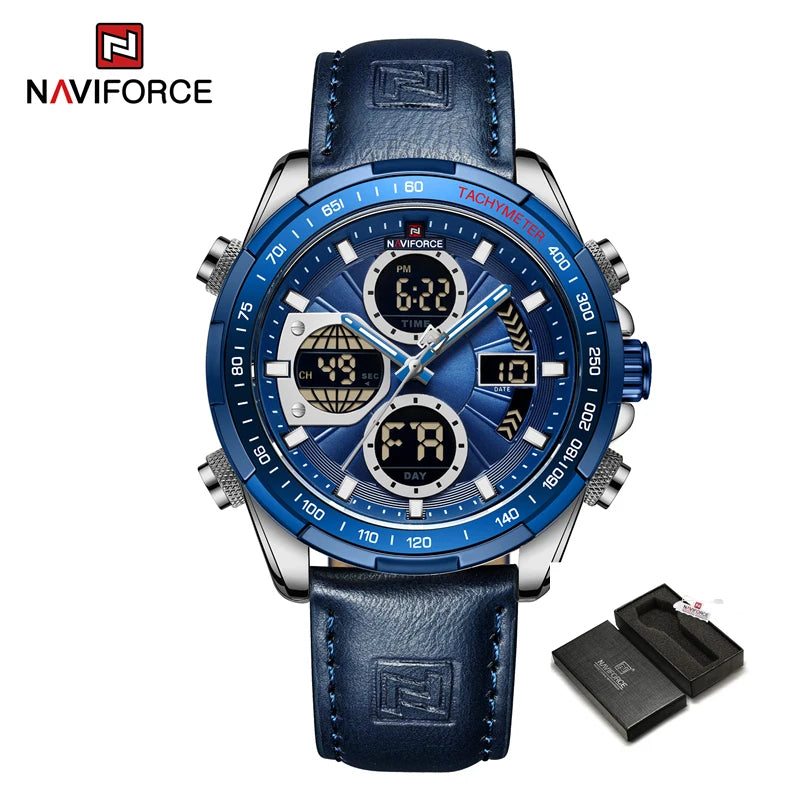 New NAVIFORCE Watches for Men Leather Mens Military Sport Waterproof Watch Quartz WristWatch Chronograph Male Clock