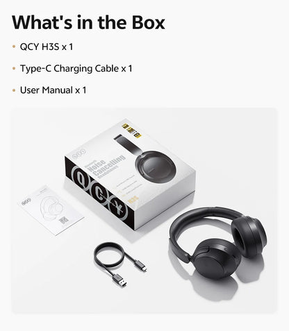 Cuffie Bluetooth 6.0 Over-Ear QCY H3S con ANC adattivo -56dB – Headset wireless Hi-Res LDAC, batteria 102H, audio spaziale Dual Driver