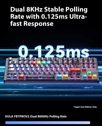 Teclado mecánico AULA F87 Pro V2 inalámbrico de 3 modos, batería de larga duración de 12000mAh, hot-swap, RGB Customi, teclado e-sports para gaming en PC