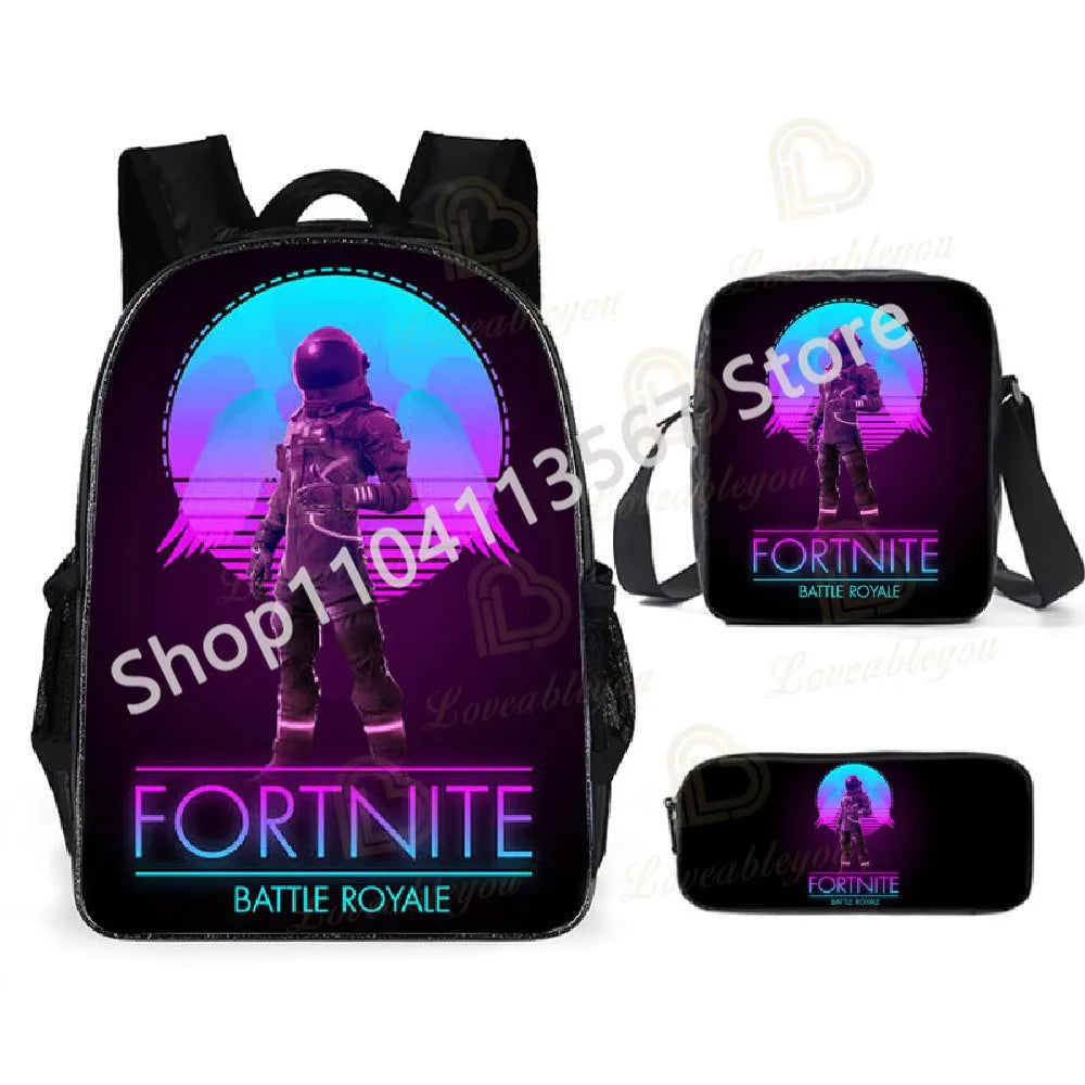 Fortnite Kids 3pcs Backpack Set Women Backpacks Office Stationery for Teenage Girls Boys Laptop Backpack Casual Travel Rucksack