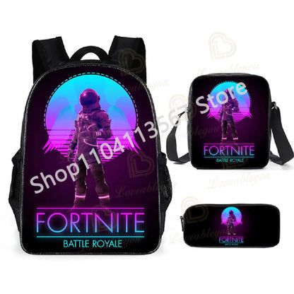 Fortnite Kids 3pcs Backpack Set Women Backpacks Office Stationery for Teenage Girls Boys Laptop Backpack Casual Travel Rucksack