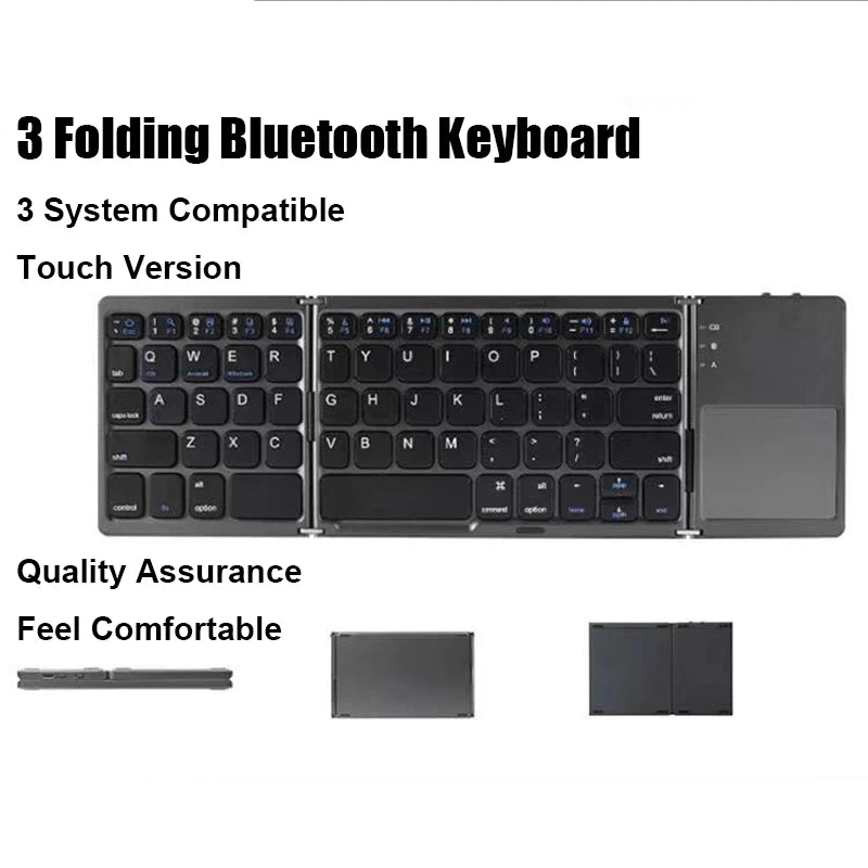 Wireless Folding Keyboard Bluetooth Keyboard With Touchpad For Windows, Android, IOS, Phone, Multi-Function Button Mini Keyboard