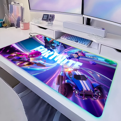 Game F-Fortnite Survival Battle Mouse Pad RGB LED Light Non-Slip Rubber Base Waterproof Office PC Home Desk Mat USB Large Game