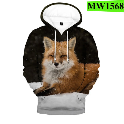 Popularne bluzy z kapturem i bluzy Hip Hop Novelty z wygodnym nowym nadrukiem 3D Fox, dla mężczyzn/kobiet, dorosłych/dzieci, casualowe bluzy wkładane przez głowę