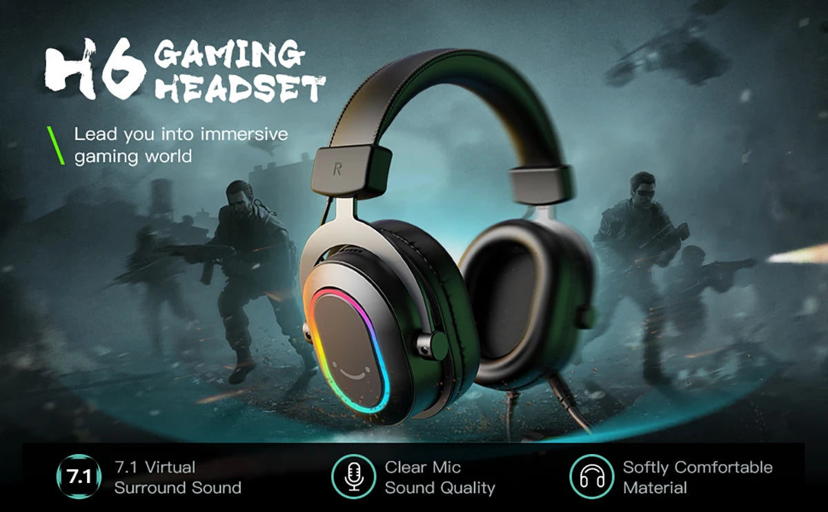 Cuffie gaming RGB FIFINE con microfono – cuffie cablate over-ear con suono surround 7.1 per PC, PS4 e PS5, con 3 modalità EQ