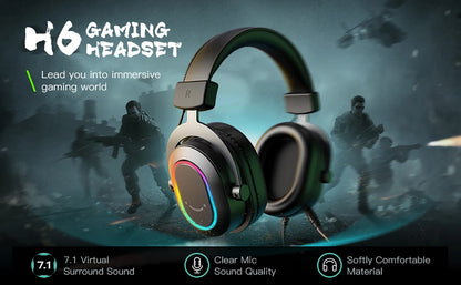 Cuffie gaming RGB FIFINE con microfono – cuffie cablate over-ear con suono surround 7.1 per PC, PS4 e PS5, con 3 modalità EQ