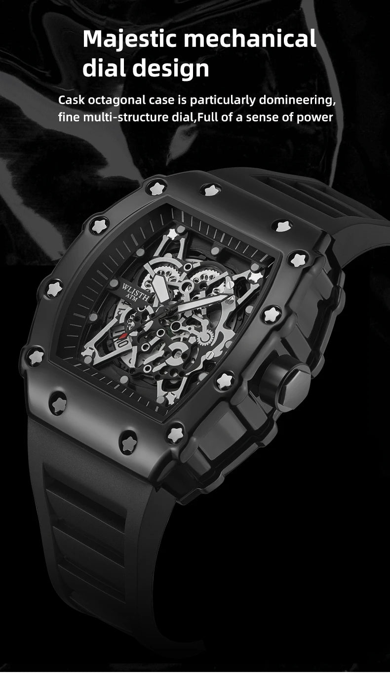 Herren-Armbanduhr mit großem Zifferblatt, Quarzwerk, wasserdicht, sportlich, eckig und leuchtend