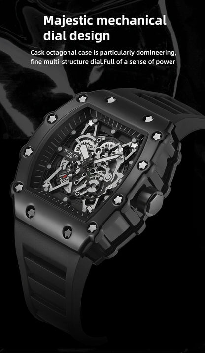 Herren-Armbanduhr mit großem Zifferblatt, Quarzwerk, wasserdicht, sportlich, eckig und leuchtend