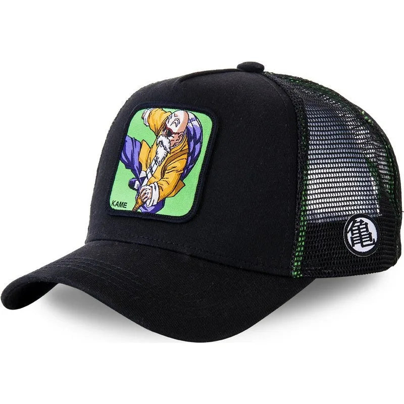 Cappellino Dragon Ball Son Goku da viaggio estivo con visiera, da uomo, ricamato, stile hip-hop, visiera parasole, cappellino trucker regolabile in rete