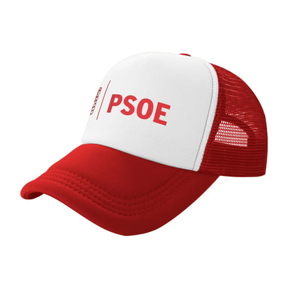 PSOE Logo Pedro Sanchez Mesh Trucker Hat Trendy  Summer Breathable Mesh-back Baseball Cap Adjustbale For Casual Wear