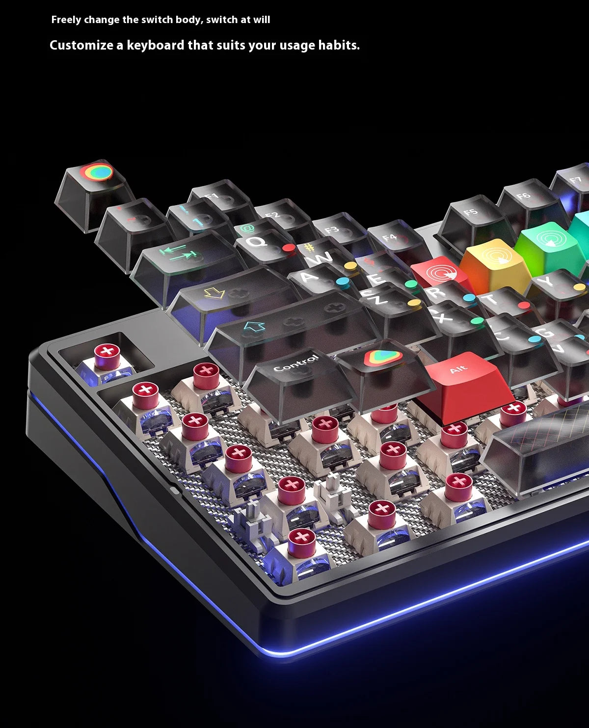 Teclado mecánico AULA F87 Pro V2 inalámbrico de 3 modos, batería de larga duración de 12000mAh, hot-swap, RGB Customi, teclado e-sports para gaming en PC