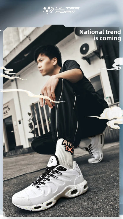 Men's air cushioned running shoes, marathon sports, breathable and lightweight, women's comfortable and non slip casual shoes