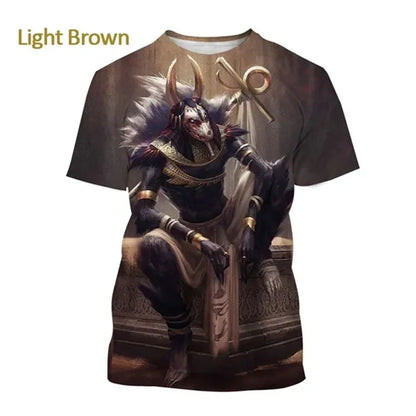 T-Shirts mit dem Sensenmann Anubis – 3D-gedrucktes T-Shirt mit altägyptischem Gott – Auge Ägyptens – Pharao – Harajuku-Mode – Kurzarm-T-Shirt