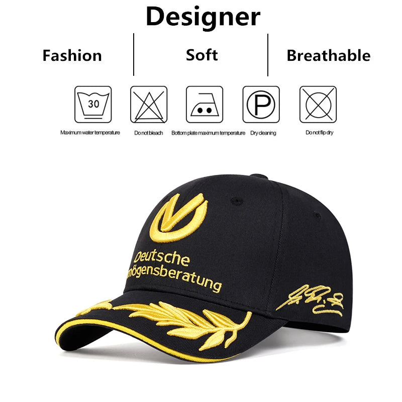 Unisex Gold Letter Embroidery Baseball Caps Spring and Autumn Outdoor Adjustable Casual Hats Versatile Snapback Sunscreen Hat