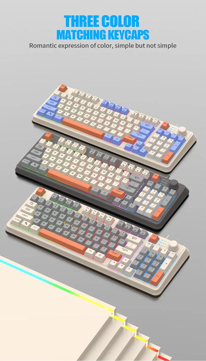 K82 Gaming Keyboard Glows Wired USB Desktop PC/Notebook Available 19-key punchless knob to adjust volume