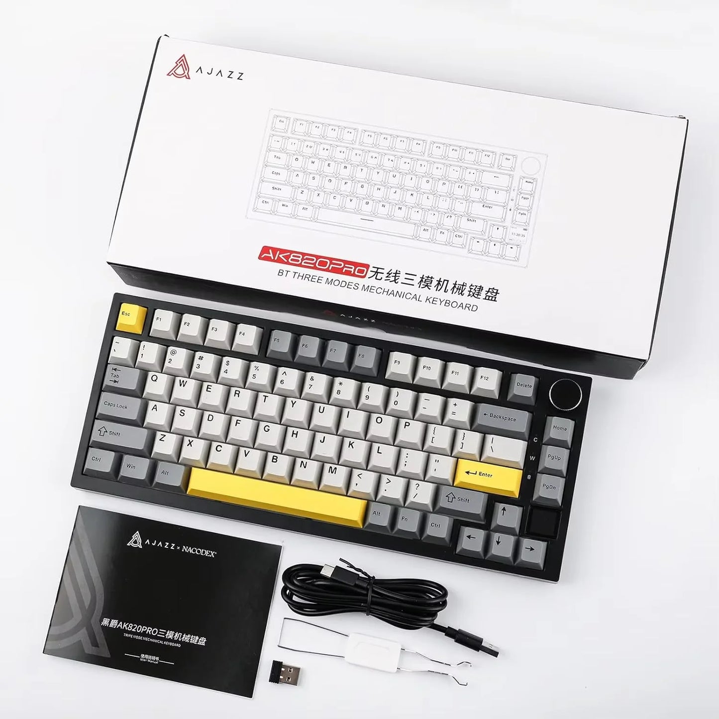Ajazz AK820/AK820Pro Gaming Mechanical Keyboard Bluetooth 5.1/Wireless/Wired Custom Keyboard With Heat Exchange Sealed Button