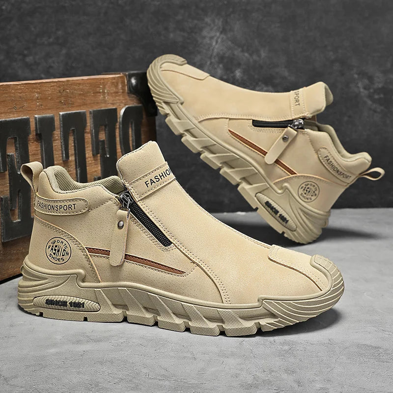 Ανδρικά ψηλά sneakers με φερμουάρ | Casual αντιολισθητικά μποτάκια εργασίας | Μοντέρνα άνετα παπούτσια περπατήματος για άνδρες
