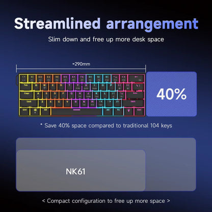 AJAZZ NK61 61-Key Wired Mechanical Keyboard with Hot-Swappable Red Switches, RGB Backlit Compact Gaming Keyboard for PC & Mac