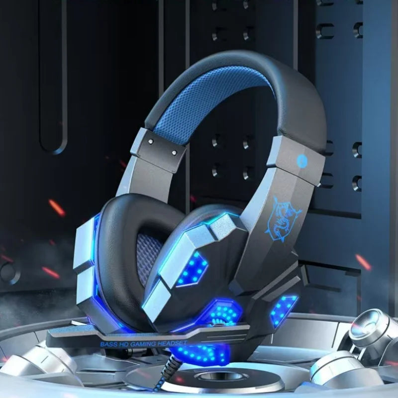 Cuffie da gaming RGB HOMEFISH SY830MV con microfono – Cuffie da gaming over-ear cablate per PC, PS5, Xbox e Nintendo Switch, headset eSports leggero con audio surround 3D