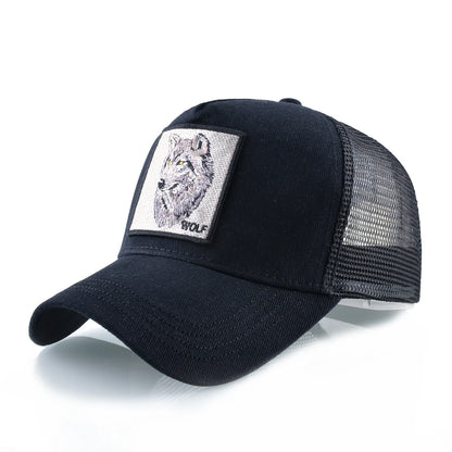 Modieuze baseballpet met geborduurde wolfspatch, snapback, hiphop-truckerpetten voor heren en dames, ademende pet met klep voor buitengebruik
