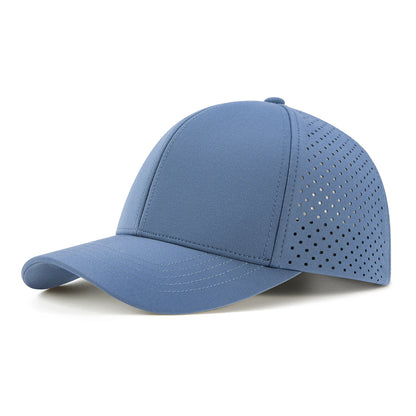 VOBOOM Herren-Baseballkappe mit Schnell-Trocknungsfunktion, lasergeschnittenem Netzstoff, gewölbter Krempe und Snapback-Verschluss – für Outdoor, Laufen und Reisen – schwarze Kappe