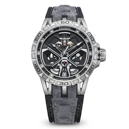 OBLVLO Men's Luxury Machinery Skeleton Mechanical Automatic Watches Analog Big Dial Blue Rubber Band Military Watch RD-909