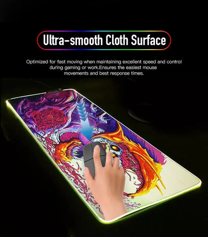 Game F-Fortnite Survival Battle Mouse Pad RGB LED Light Non-Slip Rubber Base Waterproof Office PC Home Desk Mat USB Large Game
