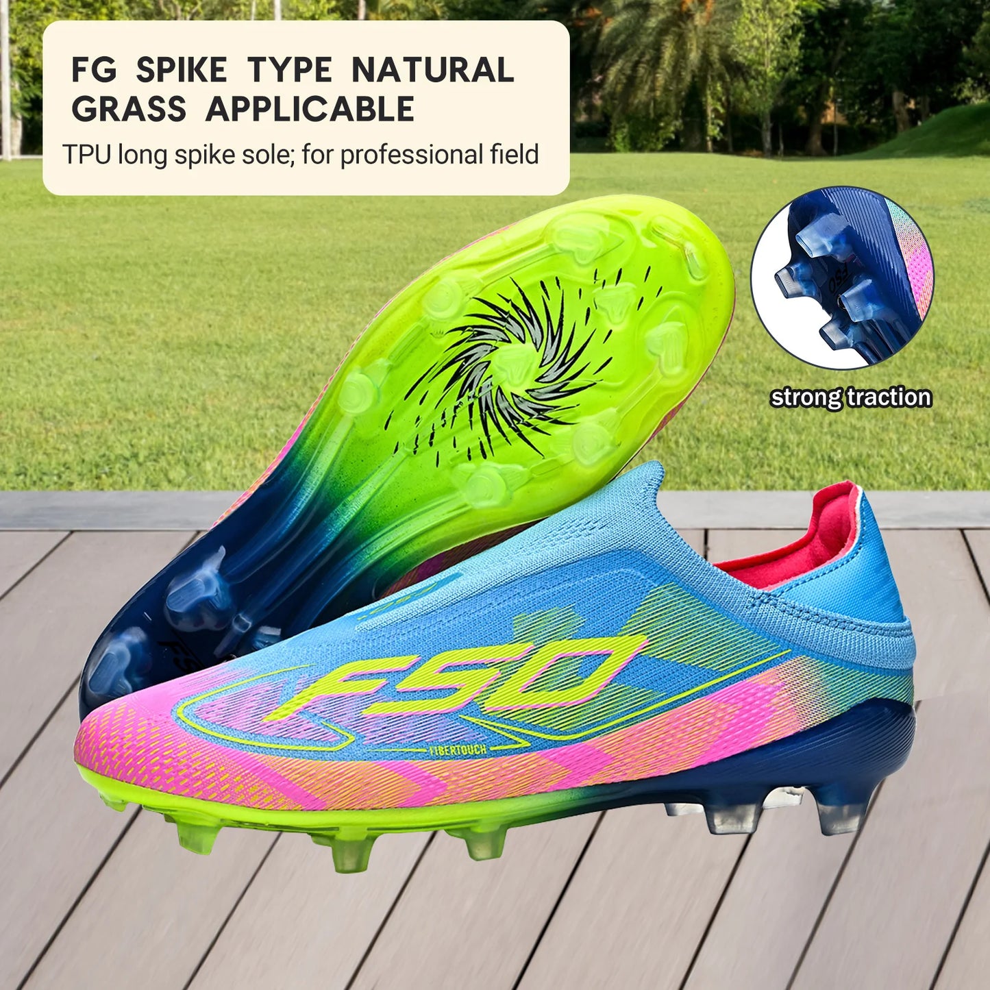 Classic AG/FG Football Shoes with TPU Wear-Resistant Long Studs, PU Mixed Fabric Upper, Non-Slip and Comfortable for Kids' Outdoor Football