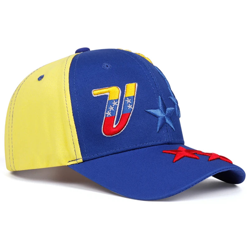 Șapcă de baseball cu broderie cu steagul Venezuelei, pălării de exterior cu 5 stele, șepci pentru femei și bărbați